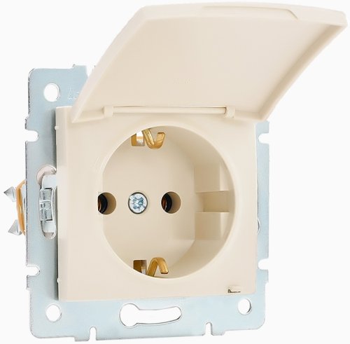 Розетка с заземлением без рамки Lezard Karina 1-м. крышка шторки керамика кремовый фото Розетка с заземлением без рамки Lezard Karina 1-м. крышка шторки керамика кремовый картинка